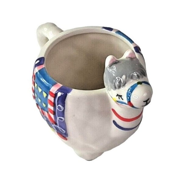 Llama Figurine Coffee Mug Cup Ceramic Large Decorative White Colorful Design 5" - Picture 12 of 14